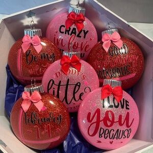 Valentine's Day Pink and Red Ornament Set